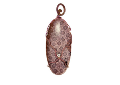 fossil red coral pendant