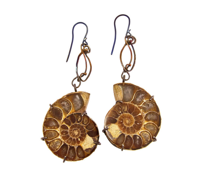 ammonite fossils earrings